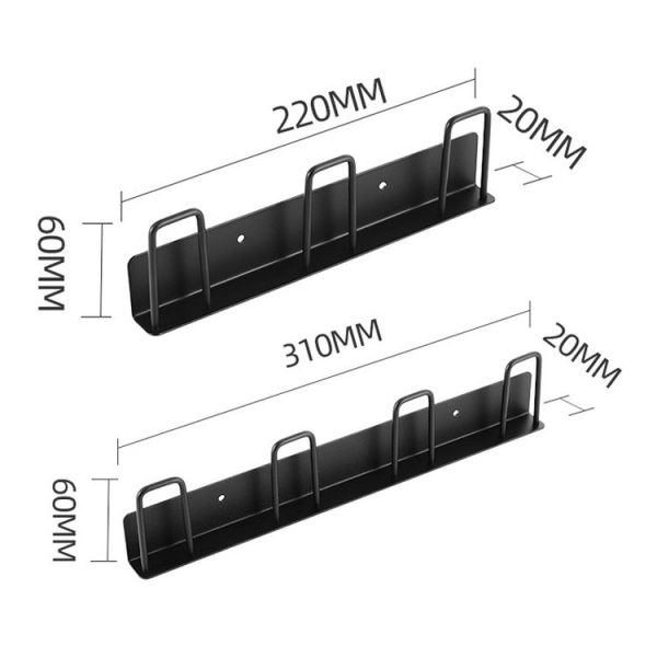 Household Glass Cup Holder Inverted Cup Hanger Bar Free Hole Wall Mounted Drainage Mug Shelf, Color: 3 Position (Black) - Image 3