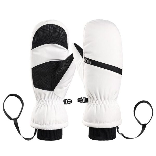 Winter Padded Ski Gloves Outdoor Windproof Warm Sports Gloves, Size: XS (White)