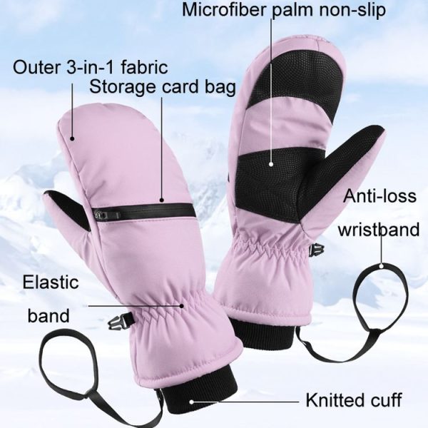 Winter Padded Ski Gloves Outdoor Windproof Warm Sports Gloves, Size: XS (White) - Image 3