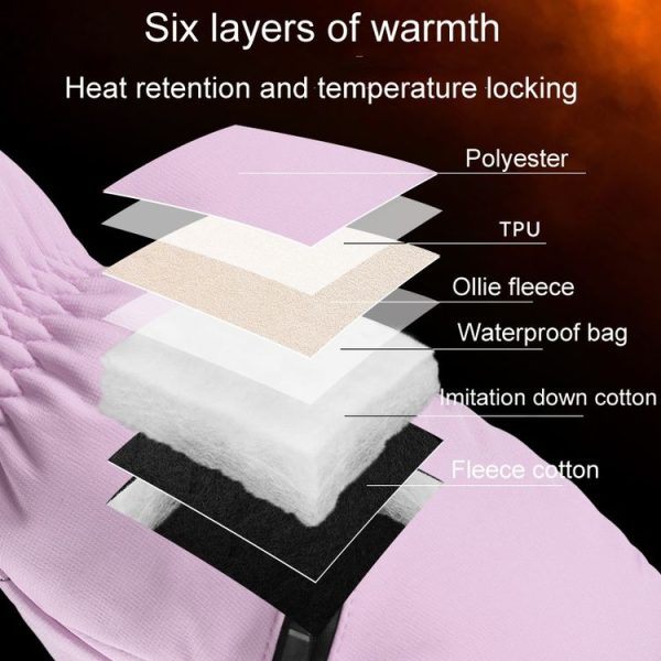 Winter Padded Ski Gloves Outdoor Windproof Warm Sports Gloves, Size: XS (White) - Image 4