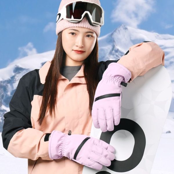 Winter Padded Ski Finger Gloves Outdoor Windproof Warm Sports Gloves, Size: XS (Light Purple) - Image 2