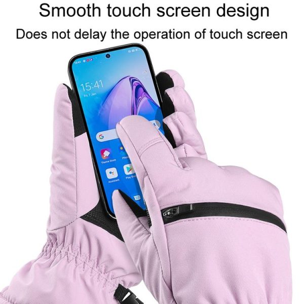 Winter Padded Ski Finger Gloves Outdoor Windproof Warm Sports Gloves, Size: XS (Light Purple) - Image 3