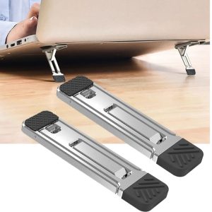 2pcs Invisible Cooling Stand Heightening Pad For Laptop & Smartphones & Tablet (Light Gray)