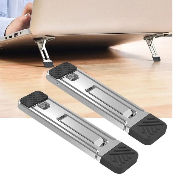 2pcs Invisible Cooling Stand Heightening Pad For Laptop & Smartphones & Tablet (Light Gray)