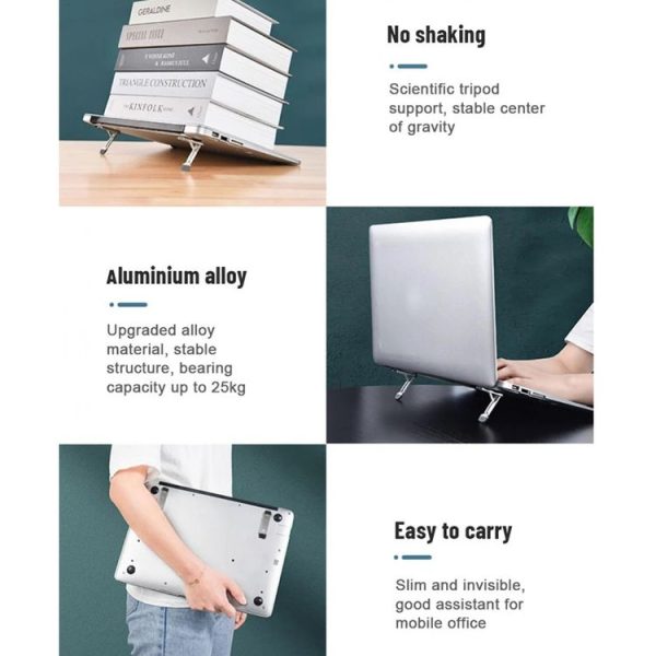 2pcs Invisible Cooling Stand Heightening Pad For Laptop & Smartphones & Tablet (Light Gray) - Image 9