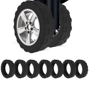 8pcs / Set Luggage Wheel Silicone Protective Cover Swivel Chair Wheel Sound Reducing Cover, Size: Large 5-7cm Wheels (4 Generation Black)