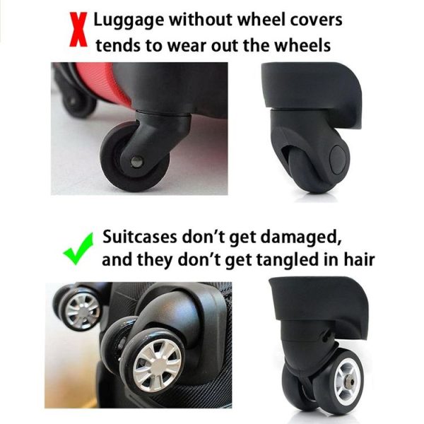 8pcs / Set Luggage Wheel Silicone Protective Cover Swivel Chair Wheel Sound Reducing Cover, Size: Large 5-7cm Wheels (4 Generation Black) - Image 4