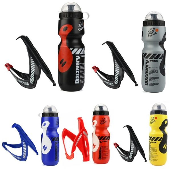 650ml Mountain Bike Water Bottle Set Outdoor Cycling Sports Bottle With V-shaped Holder Cage (Black) - Image 3