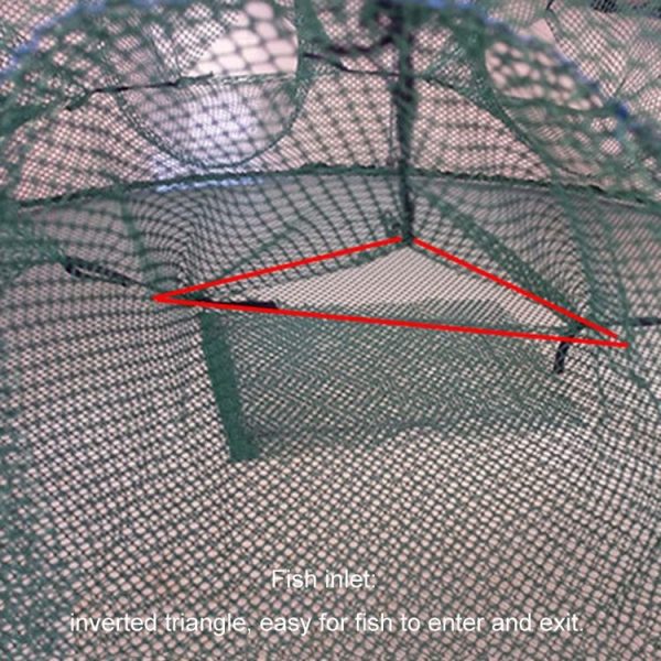 Automatic Folding Fish Net With Support Rod Fishing Cage Lobster Net Fishing Gear, Color: 4 Holes Green - Image 5