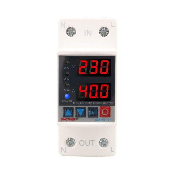 SINOTIMER SVP-718 40A Adjustable Self-resetting Intelligent Over-voltage and Under-voltage Protector 220V AC
