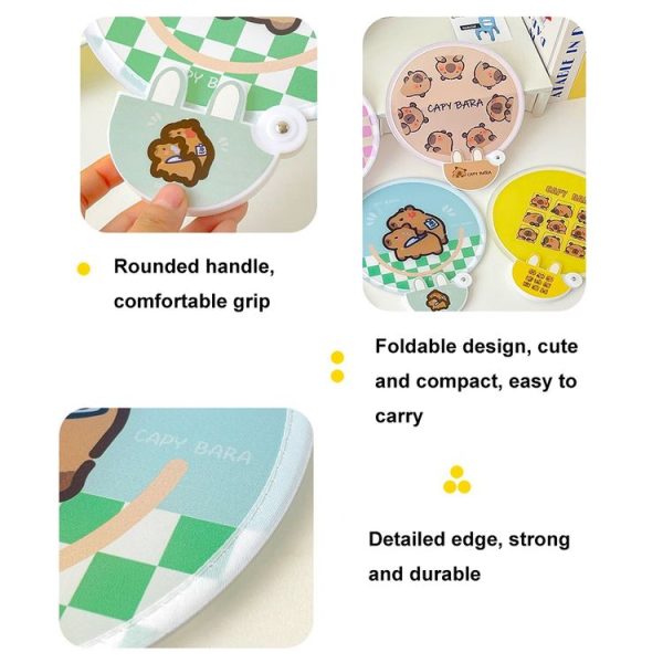 2-In-1 Portable Cute Cartoon Selfie Fill Light Reflector Folding Fan (7) - Image 4