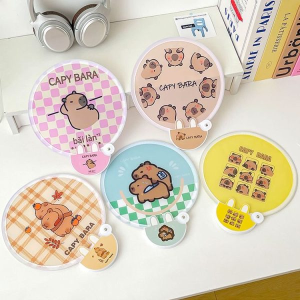 2-In-1 Portable Cute Cartoon Selfie Fill Light Reflector Folding Fan (7) - Image 5