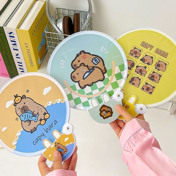 2-In-1 Portable Cute Cartoon Selfie Fill Light Reflector Folding Fan (7) - Image 7