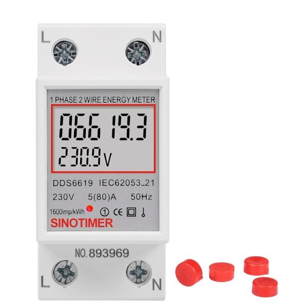 SINOTIMER DDS6619 80A 230V Din Rail Single Phase Energy Meter Voltage Current Power Meter Without Backlight - Image 2