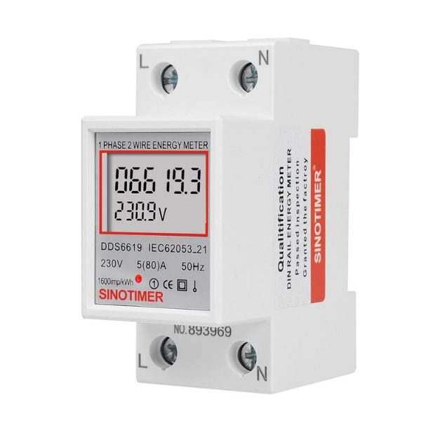 SINOTIMER DDS6619 80A 230V Din Rail Single Phase Energy Meter Voltage Current Power Meter Without Backlight - Image 3