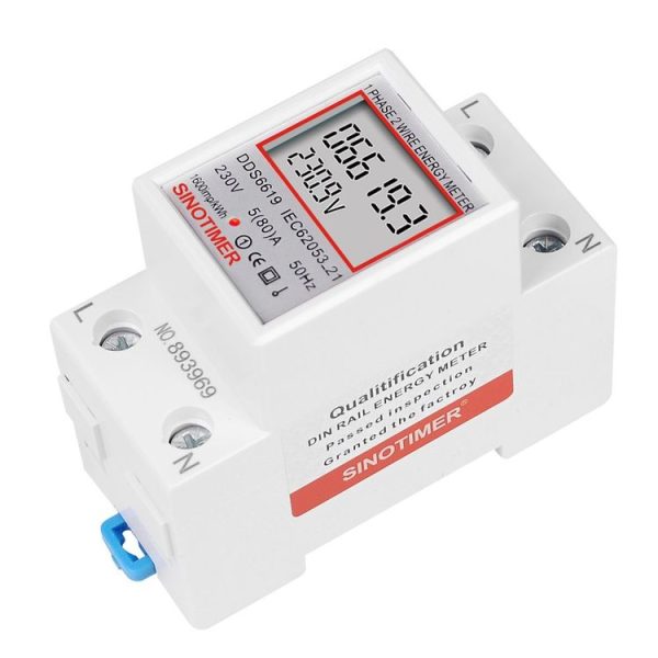 SINOTIMER DDS6619 80A 230V Din Rail Single Phase Energy Meter Voltage Current Power Meter Without Backlight - Image 4
