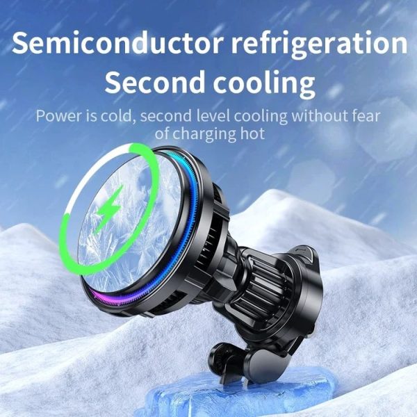 15W Car Wireless Charger Semiconductor Heat Dissipation Mobile Phone Holder RGB Light (Black) - Image 3
