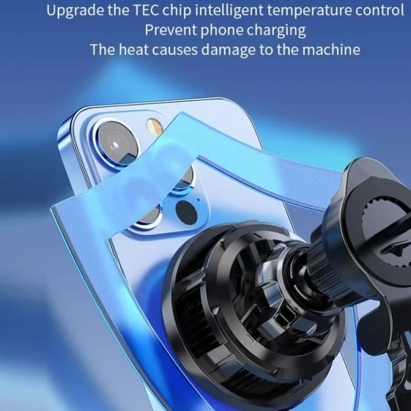 15W Car Wireless Charger Semiconductor Heat Dissipation Mobile Phone Holder RGB Light (Black) - Image 9