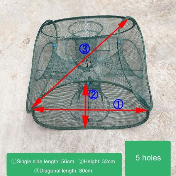 Automatic Folding Fishing Cage Square Fishing Net Shrimp Fishing Gear, Specification: 5 Holes - Image 2