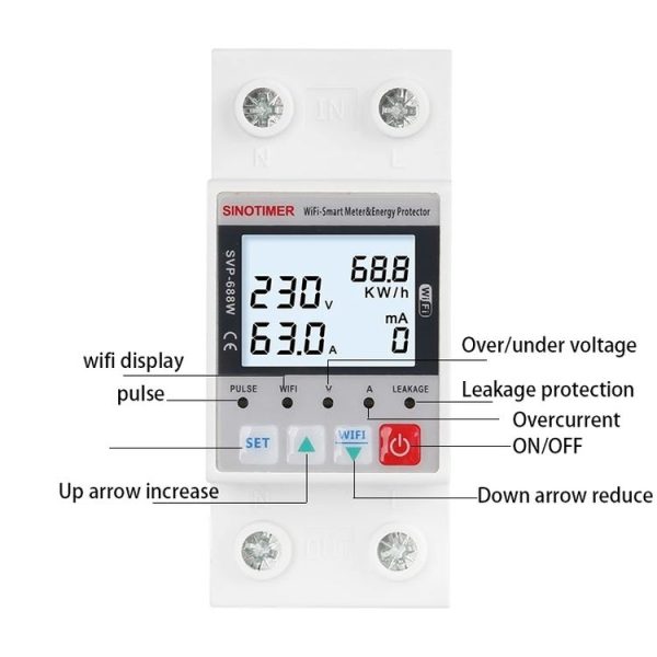 SINOTIMER SVP-688W-L TUYA APP WiFi Smart Circuit Breaker Over Under Voltage Protector - Image 7