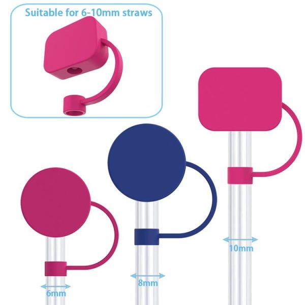Silicone Straw Cap 6-10mm Mark Cup Straws Dust Cover, Style: Round Blue - Image 3