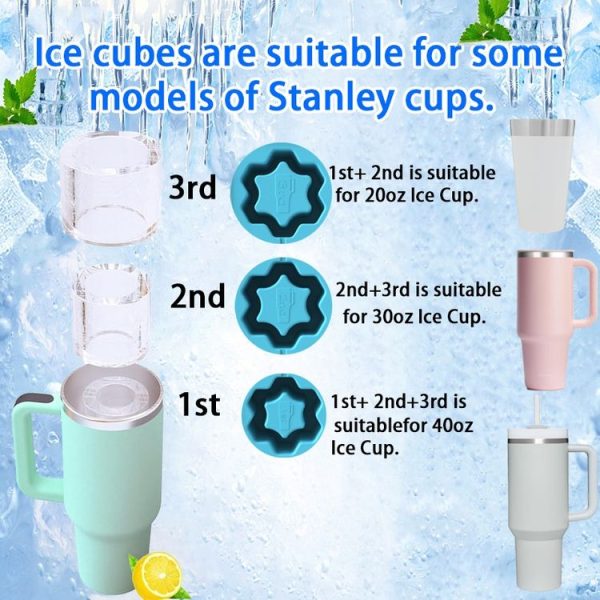 Stanley Silicone Ice Compartment Large Capacity Ice Mould With Lid, Style: Snowflake Blue - Image 3
