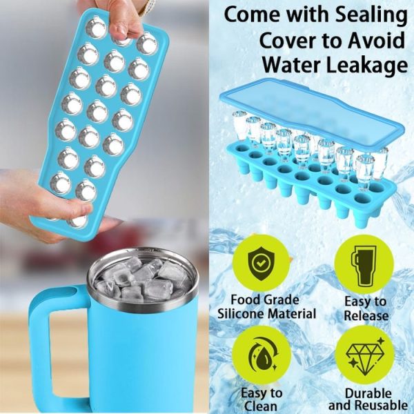 Stanley Silicone Ice Compartment Large Capacity Ice Mould With Lid, Style: Snowflake Blue - Image 4