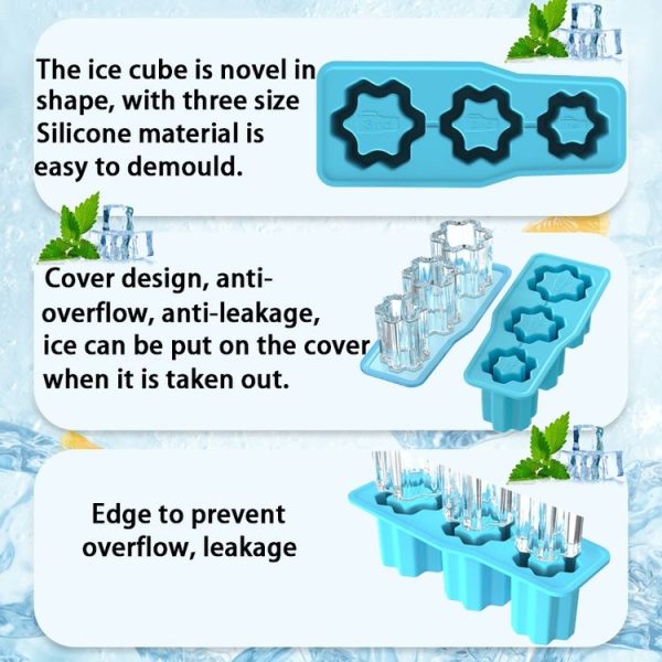Stanley Silicone Ice Compartment Large Capacity Ice Mould With Lid, Style: Snowflake Blue - Image 5