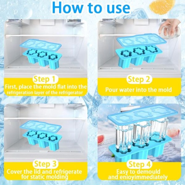 Stanley Silicone Ice Compartment Large Capacity Ice Mould With Lid, Style: Snowflake Blue - Image 7