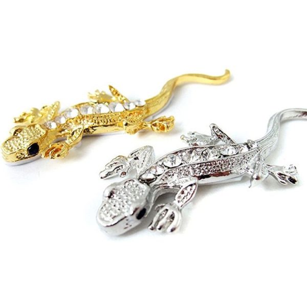 Zinc Alloy Rhinestone Gecko Metal 3D Car Sticker (Gold) - Image 2