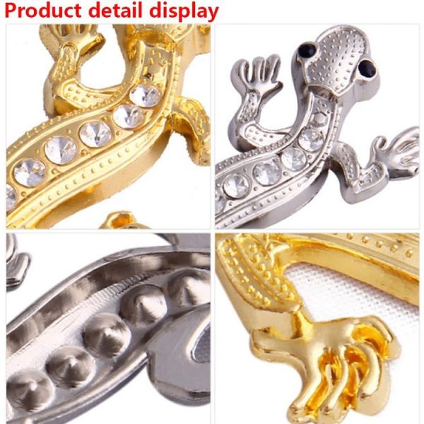 Zinc Alloy Rhinestone Gecko Metal 3D Car Sticker (Gold) - Image 4