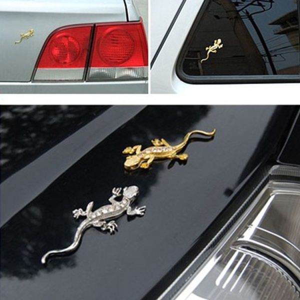 Zinc Alloy Rhinestone Gecko Metal 3D Car Sticker (Gold) - Image 5