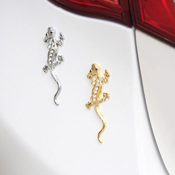 Zinc Alloy Rhinestone Gecko Metal 3D Car Sticker (Gold) - Image 6