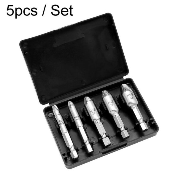 5pcs / Set Slide Thread Broken Screw Extractor Broken Screw Removal Tool With Storage Box