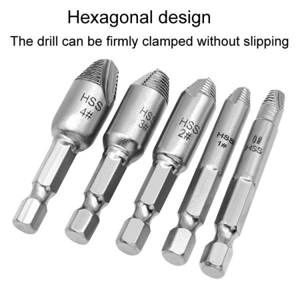 5pcs / Set Slide Thread Broken Screw Extractor Broken Screw Removal Tool With Storage Box - Image 4