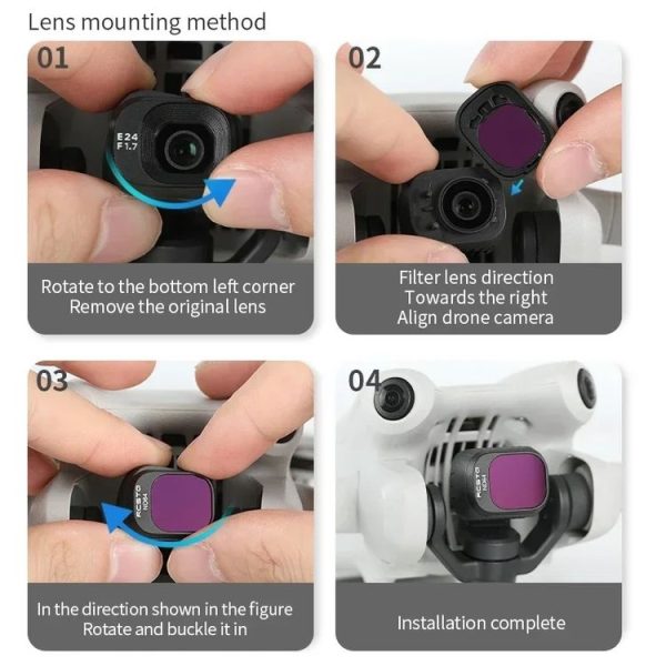 DJI Mini 4 Pro RCSTQ Filter HD Protective Mirror Drone Accessories, Style: ND8+ND16+ND32+ND64 - Image 8