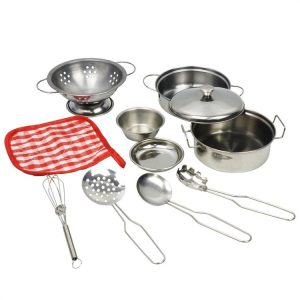 10He 1 Kids Play House Simulation Stainless Steel Tableware Toys Kitchen Early Learning Enlightenment Toy