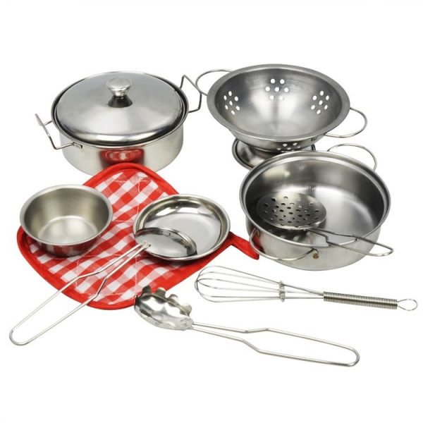 10He 1 Kids Play House Simulation Stainless Steel Tableware Toys Kitchen Early Learning Enlightenment Toy - Image 2