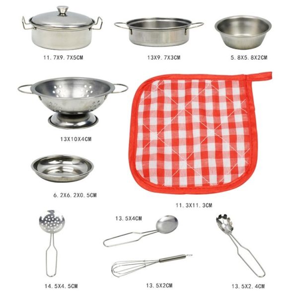 10He 1 Kids Play House Simulation Stainless Steel Tableware Toys Kitchen Early Learning Enlightenment Toy - Image 3