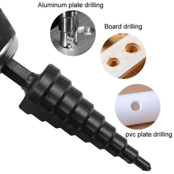 3pcs / Set Hexagonal Shank Nitrided Straight Fluted Step Drill HSS Pagoda Drill Hole Opener - Image 5