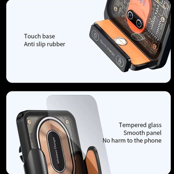 120W Transparent Car Wireless Charger Cell Phone Holder Magnetic Fast Charger (Black) - Image 11