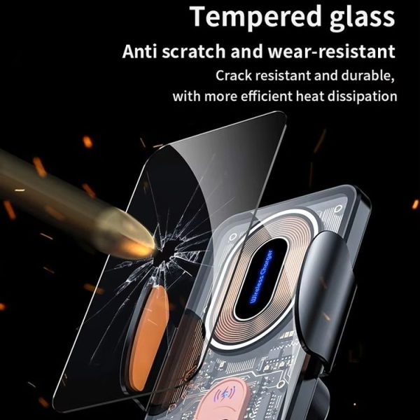 120W Transparent Car Wireless Charger Cell Phone Holder Magnetic Fast Charger (Black) - Image 7