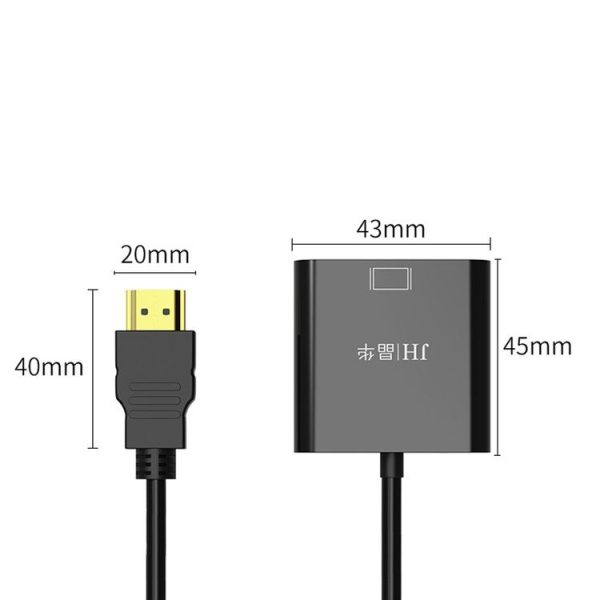 JINGHUA HDMI To VGA Adapter Cable Laptop Video Converter, Color: No Audio Black - Image 2