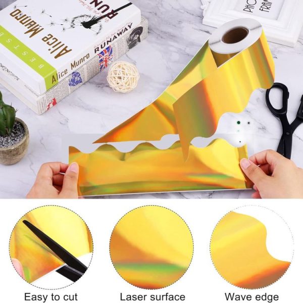 7.6cm x 5m Fan-Shaped Laser Gold Border Paper Bulletin Board Border Decoration - Image 3