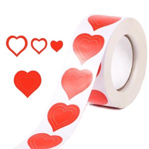 500pcs / Roll Red Heart Tanning Sunbathing Stickers Self Adhesive Body Stickers