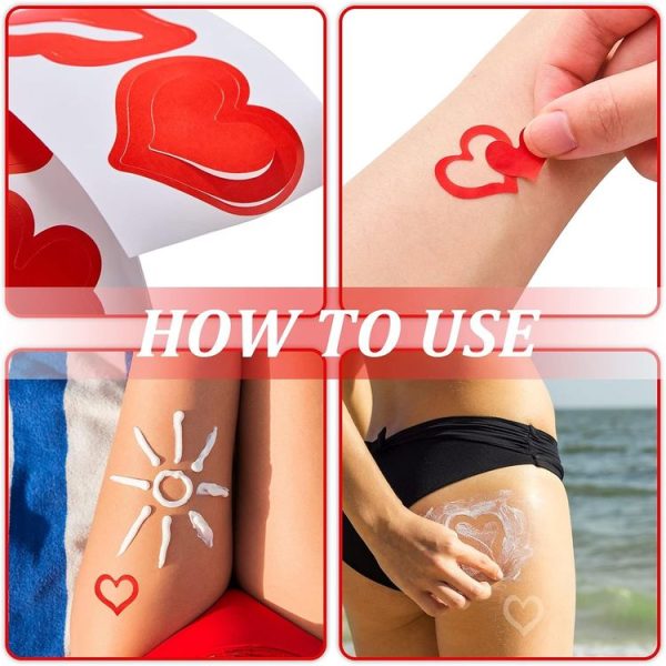 500pcs / Roll Red Heart Tanning Sunbathing Stickers Self Adhesive Body Stickers - Image 4