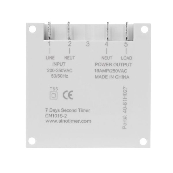 SINOTIMER CN101S-110V 1 Second Interval Digital LCD Timer Switch 7 Days Weekly Programmable Time Relay - Image 3
