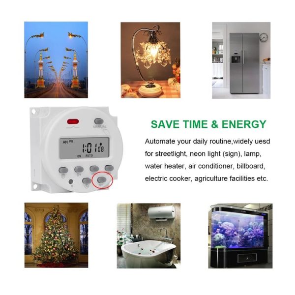 SINOTIMER CN101S-110V 1 Second Interval Digital LCD Timer Switch 7 Days Weekly Programmable Time Relay - Image 4