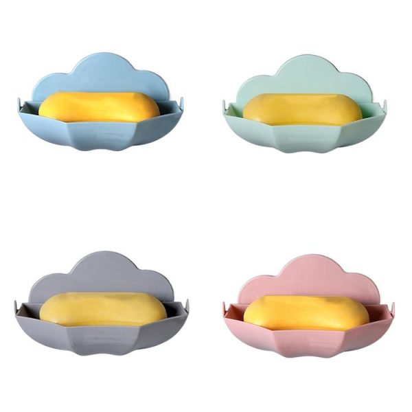 Cloud-shaped Soap Box Drain-free Wall-mounted Cute Soap Rack (Blue) - Image 2
