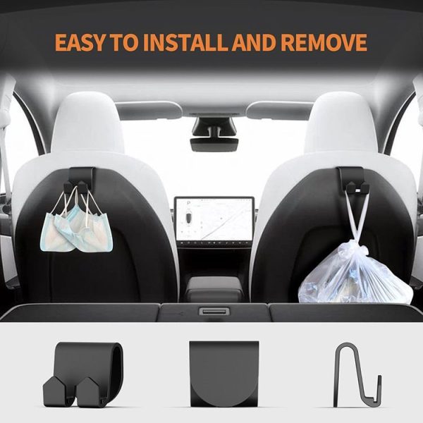 Tesla Model 3 / Y 2pcs Rear Seat Headrest Plastic Hook (Black) - Image 3